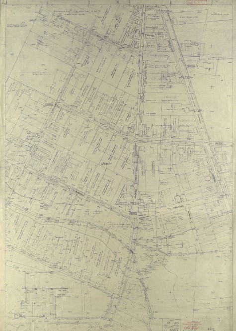 Plan fragmentu Winiar, rejon ulic Obornickiej (obecnie ul. Piątkowska), Winiarskiej, św. Leonarda, Bonin z 1946 r.